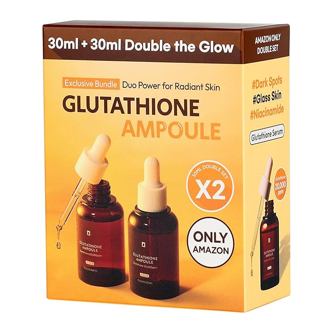 Glutathione Serum with 20,000ppm Glutathione, Niacinamide and hyaluronic acid, Dark Spot, Improve skin elasticity, Revitalize complexion, Korean Skincare, 2.02 fl. oz.