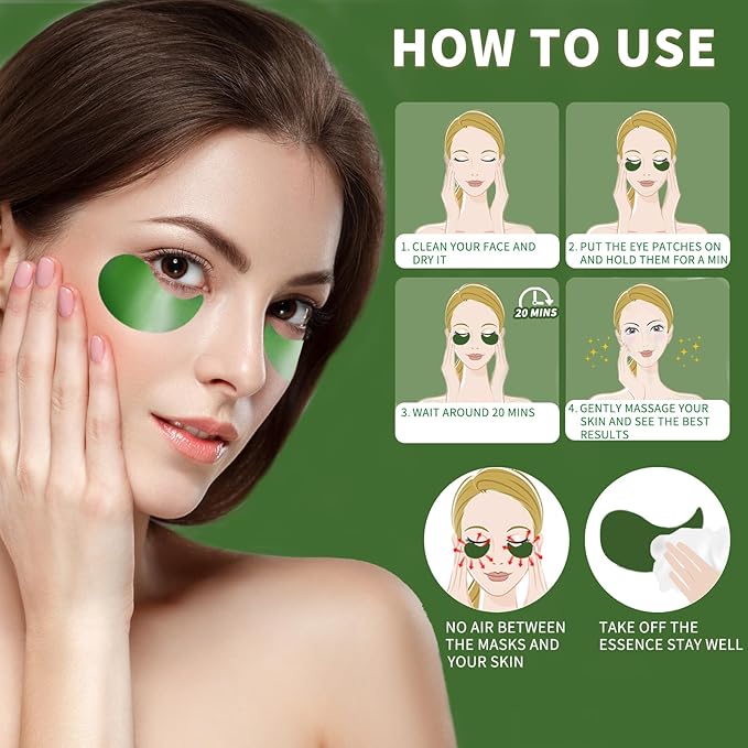 Under Eye Patches 70PCS, Green Tea Eye Patches for Puffy Eyes Treatment, Under Eye Masks for Dark Circles and Puffiness, Non-Irritating Eye Mask Skincare, Eye Gel Pads, Eyes Bags Treatment