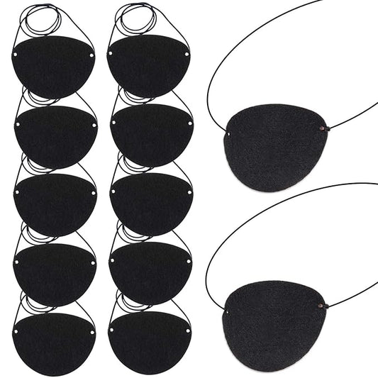 YGDZ Eye Patch, 12pcs Soft Felt Eye Patches for Adults Kids, Adjustable Single Eye Mask for Lazy Eye, Black