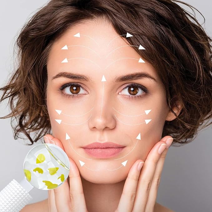 Ice Globes & Ice Roller for Face and Eyes - Facial Massage Tools for Skin Care, Reduce Wrinkles & Puffiness, Cooling Globes & Roller Ball for Glowing Skin (Yellow/2PCS)