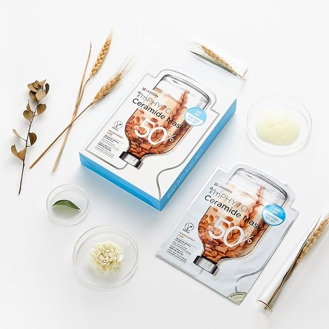 I'MPHYTO Leaders Facial Mask 10 Sheet Ceramide Vegan Mask | Deep Nourishing & Skin Barrier Strengthening | Plant-Based Ingredient from Fermented Wheat Germ Extract & Macadamia Seed Oil
