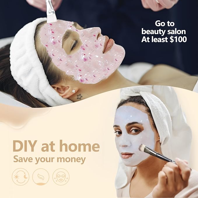 Jelly Mask Hydrating Deep Cleaning Detoxing Healing and Relaxing Premium Modeling Rubber For Facials Professional Set - 2 Treatments (24K Gold,Barbados aloe)