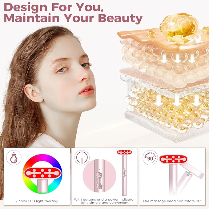 Red Light Therapy for Face, LED Facial Light Therapy Wand for Skin Care at Home Blue Light Face Tool for Neck