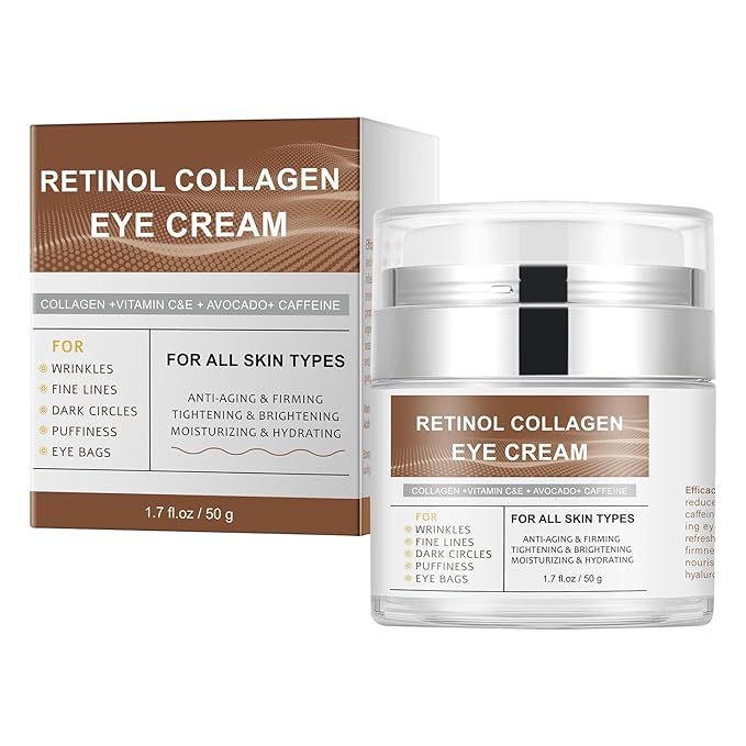 Eye Cream with Retinol Collagen for Wrinkles, Avocado for Hydrating, Caffeine and Vitamin C for Dark Circles and Puffiness, Moisturizer for Women, Nourishing Repair Anti Aging Cream