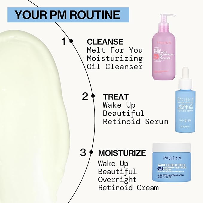 Pacifica Wake Up Beautiful Retinoid Night Cream – Overnight Anti-Aging Moisturizer with Hyaluronic Acid & Melatonin, Reduces Wrinkles & Fine Lines, Hydrating and Gentle for Dry or Mature Skin, Vegan