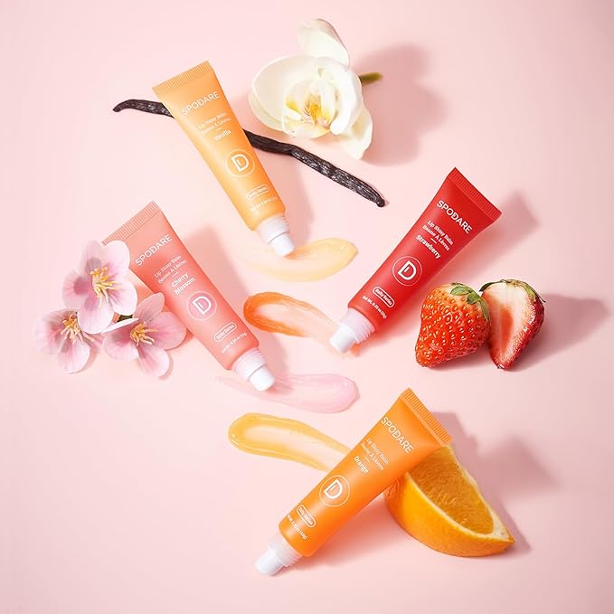 Lip Glowy Balm Vanilla: Lightweight Hydrating Lip Gloss, Instant Moisture Repair, Tahitian Vanilla Scent, Infused with Shea Butter, Monoi Flower & Sunflower Oil
