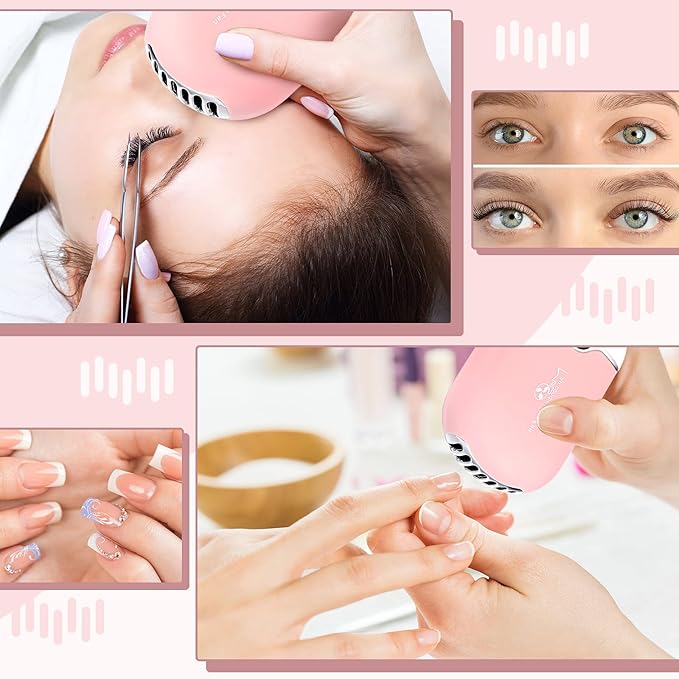 Eyelash Fan USB Portable Lash Dryer Nano Facial Mister Face Mister Portable Facial Steamer with 20ml Water Tank Rechargeable Handheld Mini Fan Lash Dryer Eyelash Extension(Pink)
