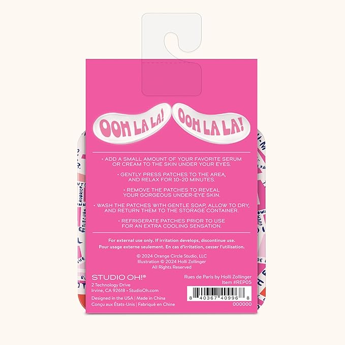 Studio Oh! Reusable Under-Eye Patches, Puffy Eyes Treatment and Under Eye Masks Skincare, 100% Silicone Eye Patches, Pairs with Favorite Serums or Creams, Rues de Paris