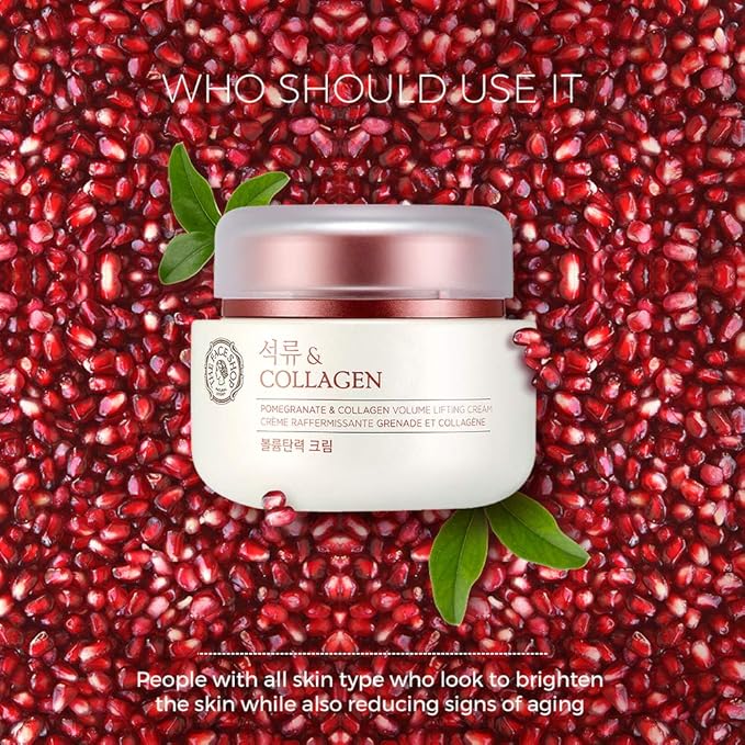 The Face Shop Pomegranate & Collagen Volume Lifting Eye Cream | Deep Revitalizing Cream for Elasticity, Firmness & Density | Anti-Aging Korean Moisturizer | Plump & Smoothen Your Skin, 3.38 Fl Oz