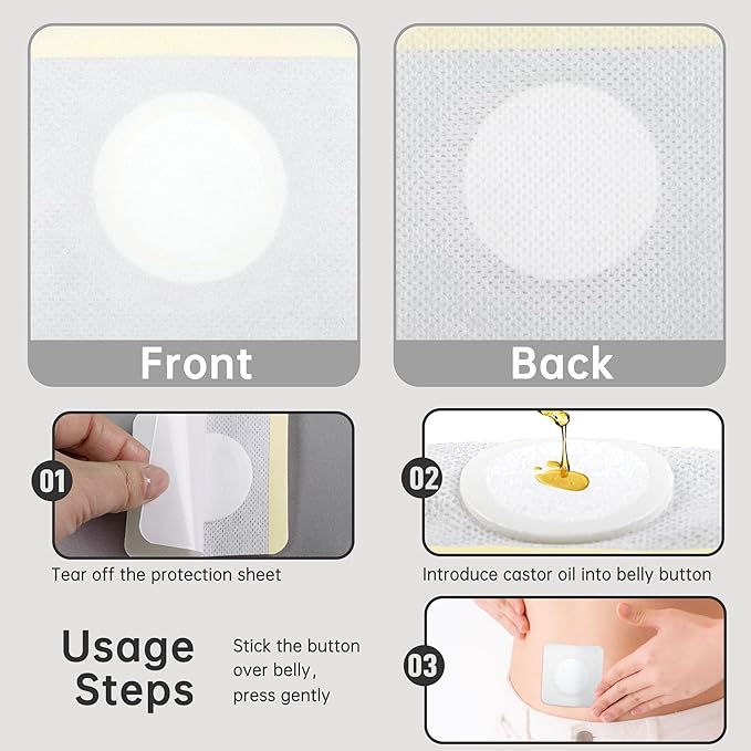 108 Pcs Disposable Castor Oil Patches for Belly Button,White Castor Oil Pack Belly Wrap Cover