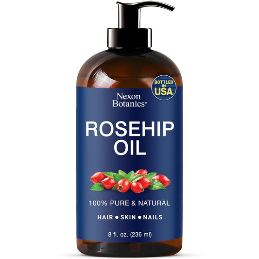 Rosehip Oil for Face 8 fl oz - Rosehip Seed Oil for Gua Sha, Massage, and Skin Care - Aceite de Rosa Mosqueta - Nexon Botanics