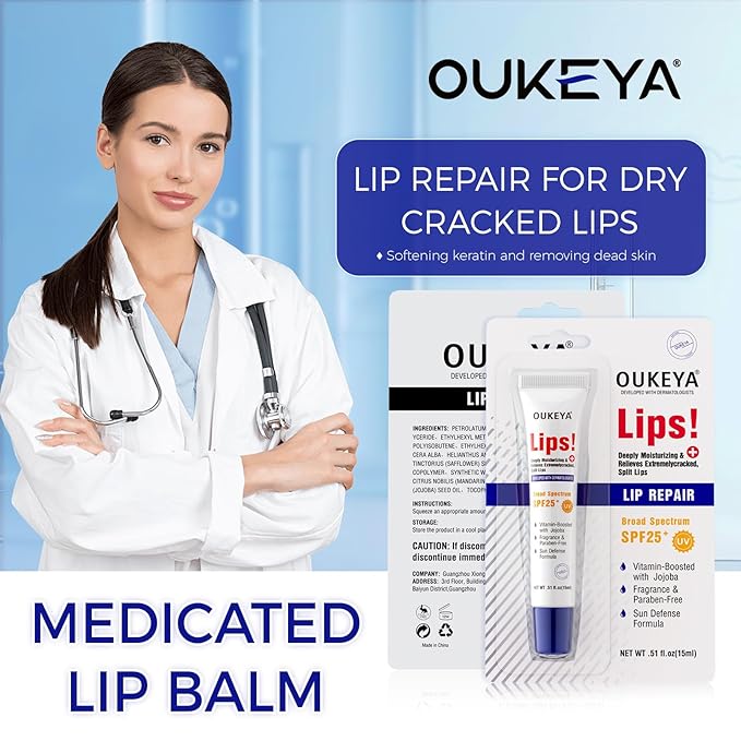 2PCS, Medicated Lip Balm w/Organic & 100% Natural Ingredients, Squeeze Tube Lip Butter SPF 25+ Long-Lasting Moisturizing Overnight Lip Mask Gentle Exfoliation Extreme Dry Lips Treatment