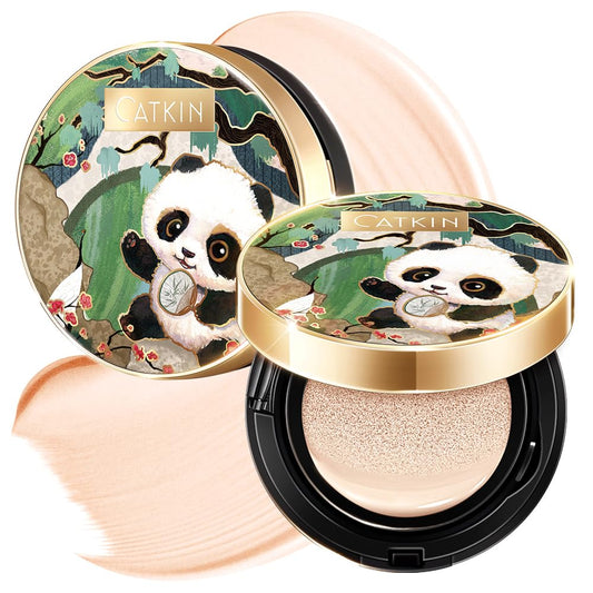 CATKIN Panda Land Full Coverage Cushion Fondation, Breathable Hydrating Nourishing Poreless Face Makeup Save for Sensitive Skin,Sheer Finish (C01 Fair)