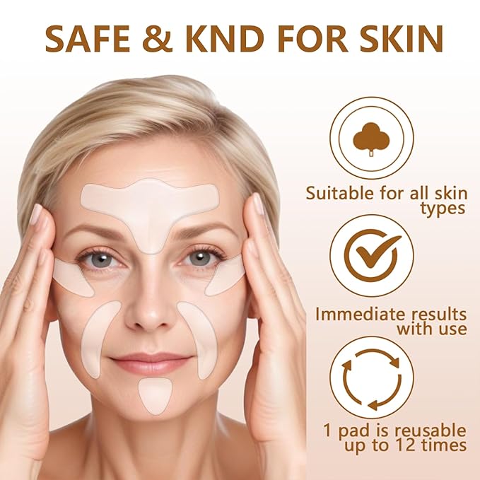 Forehead Wrinkle Patches, 16 Pcs Reusable Silicone Anti Wrinkle Patches Facial Patches for Face to Reduce Fine Wrinkles Frown Smile Lines Forehead Wrinkles Treatment
