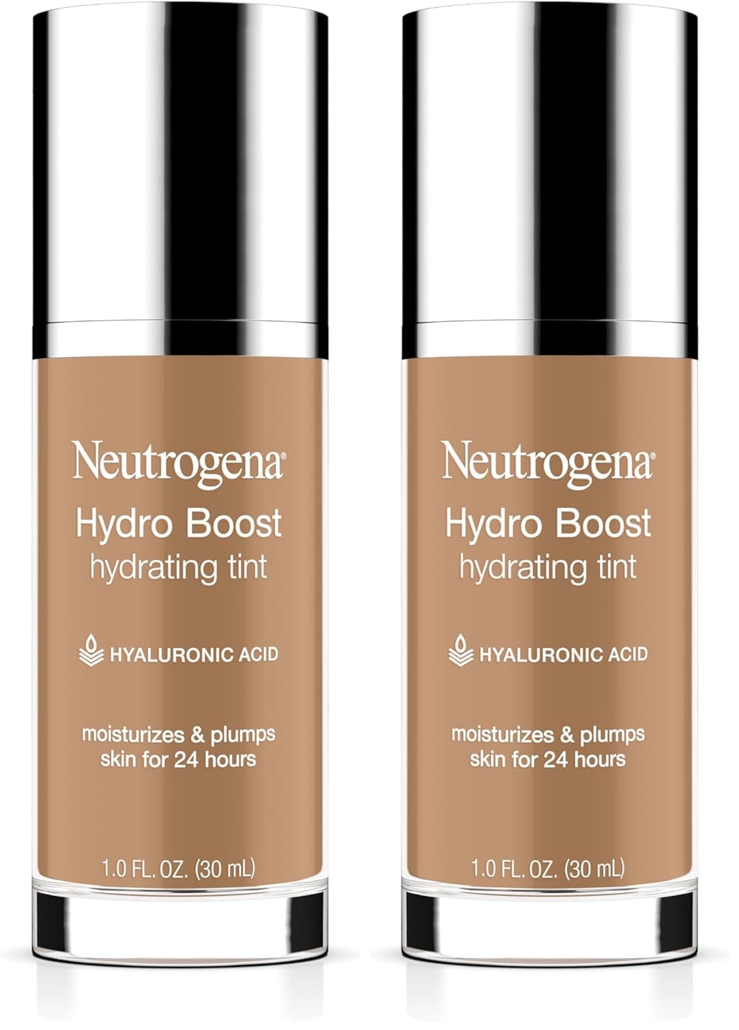 Neutrogena Hydro Boost Hydrating Tint with Hyaluronic Acid, Lightweight Water Gel Formula, Moisturizing, Oil-Free & Non-Comedogenic Liquid Foundation Makeup, 105 Caramel Color 1.0 fl. oz (Pack of 2)