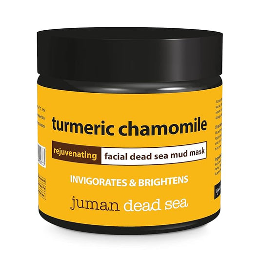 All Natural & Authentic TURMERIC CHAMOMILE Rejuvenating Facial MUD MASK with Dead Sea Salt Minerals – Invigorates - Paraben Free – Not Tested on Animals – All Skin Types - Infused with Avocado, Vitamin E (7.76 oz)