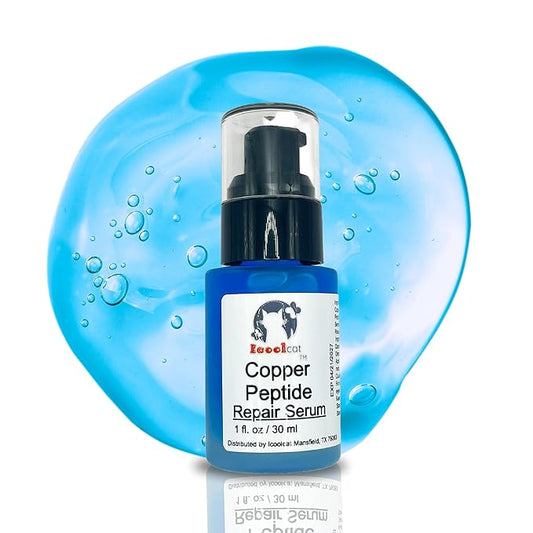 Blue Copper Peptide Rejuvenating Serum, Reduces Wrinkles & Fine Lines, Improves Elasticity, Repairs Sun Damage & Hyaluronic Acid