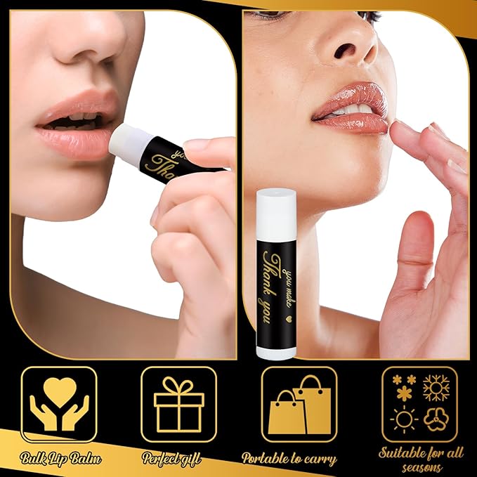 30 Pack Teacher Appreciation Gifts Bulk Lip Balms Employee Staff Team Thank You Gifts Nurse Volunteers Pastor Appreciation Presents for Women Men Coworkers You're the Balm(Black Gold)