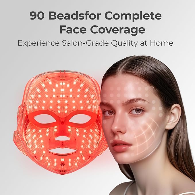 Red Light Mask for Face, 7 Color Red Light Facial Masks, At-Home Facial Care Device, Portable, Cordless, and Rechargeable