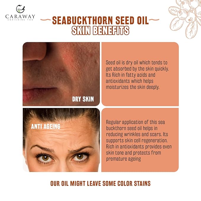 CARAWAY Sea Buckthorn Seed Oil – 1 Fl Oz | Sea Buckthorn Oil for Face | Super Critical Extract of Himalayan Sea Buckthorn Seeds