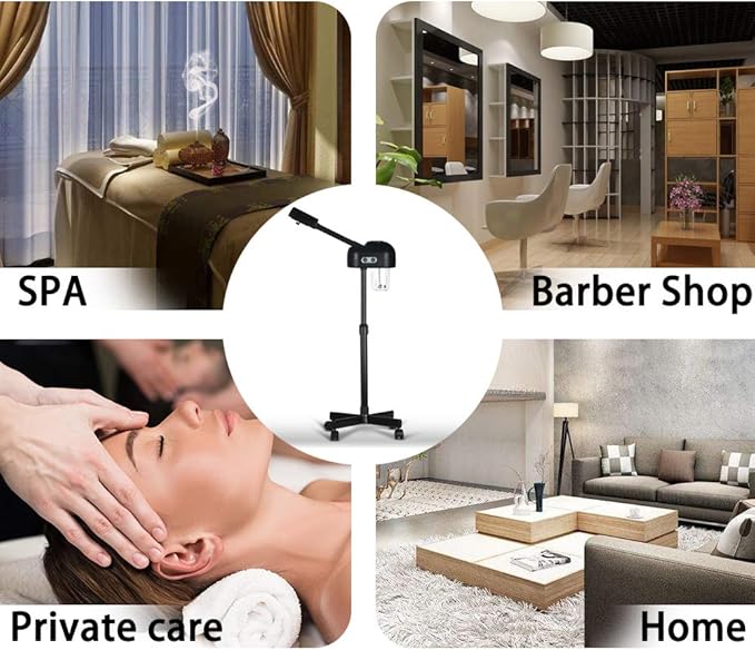 Professional Facial Steamer with Hot Mist, Face Steamer Machine for Esthetician, Home Salon Spa Facial Cleaning (Black)