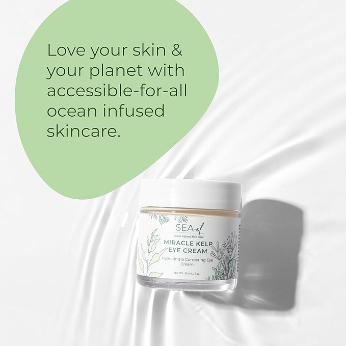 Miracle Sea Kelp Eye Cream Hydrating & Correcting Yerba Mate Caffeine & Hyaluronic Acid for Dark Circles Bags & Puffiness - Daily Anti Aging Moisturizer for Women & Men, Vegan - 1 Oz