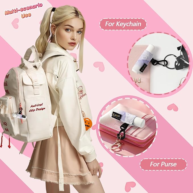 Chapstick Holder Key Chain, Lip Balm Holder for Chapstick Lip Gloss, Elastic Sleeve Chapstick Keychain Holder for Keys Purse Lanyard Gift for Women Girls (Marble, 4pcs)