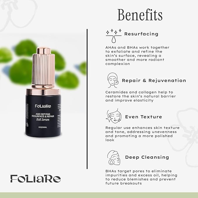 Age-Defying Repair & Resurfacing Serum | Reduce Wrinkles, Smooth Texture & Hydration | Glycolic Acid, Hyaluronic Acid, Green Tea & Collagen for Anti-Aging & Antioxidant Protection | 1 fl oz