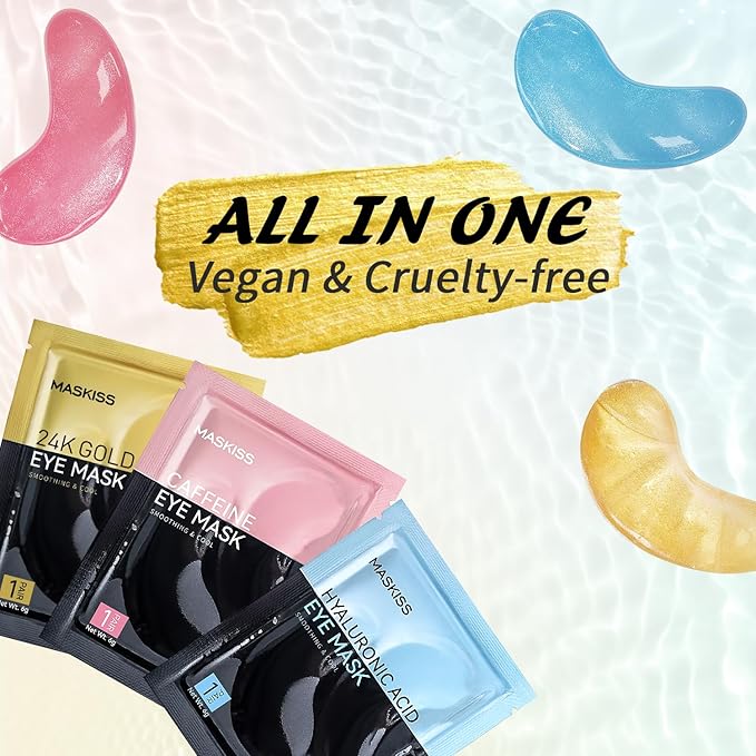 Under Eye Patches (15 Pairs), 3 Colors Eye Masks Gift Set for Dark Circles Puffy Eyes, Undereye Bags and Wrinkles, Bachelorette Party Favors, Skin Care Set Gifts for Women