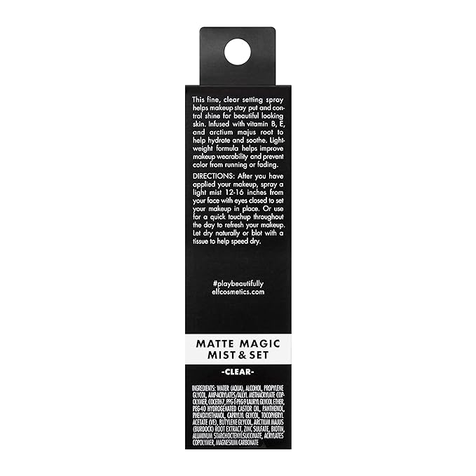 e.l.f. Matte Magic Mist & Set - Small, Lightweight, Long Lasting, Mattifying, Revitalizes, Controls Shine, Refreshes, Hydrates, All-Day Wear, 2.0 Fl Oz