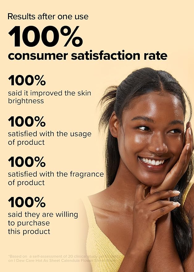 I DEW CARE Real Herb Calendula Sheet Face Mask - Hot As Sheet | Korean Face Masks Skincare, Moisturizing and Calming for Dry Skin with Calendula Flower Extract, 2% Niacinamide, 10EA