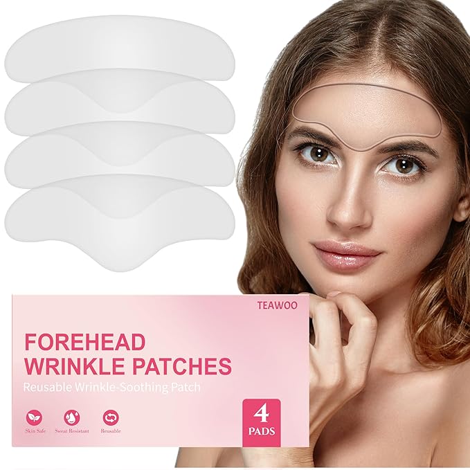 Reusable Forehead Wrinkle Patches | Forehead Wrinkles Treatment | Reusable Silicone Smoothing Pads for Brow Lift | Patches For Wrinkles | Non Invasive Reusable Wrinkle Smoothers | 4 Patches