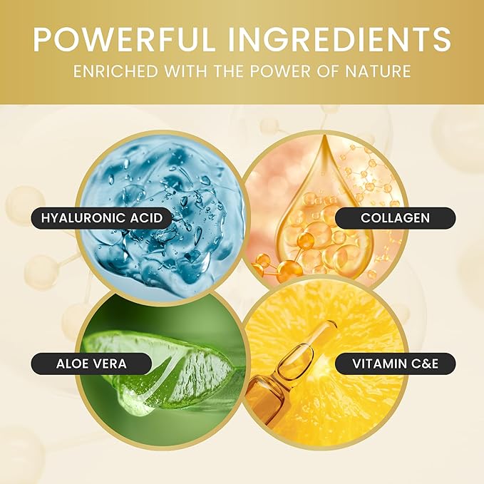 24K Gold Under Eye Patches (44 Pairs) – Collagen Masks for Dark Circles, Puffiness & Wrinkles – Skincare Treatment for Women