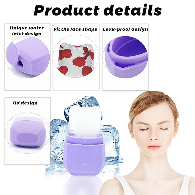 Ice Roller for Face, Facial Massage Tools, Reusable Cube Mold, for Eyes and Neck to Brighten Skin & Enhance Glow / Tighten & Tone Skin & De-Puff The Eye Area