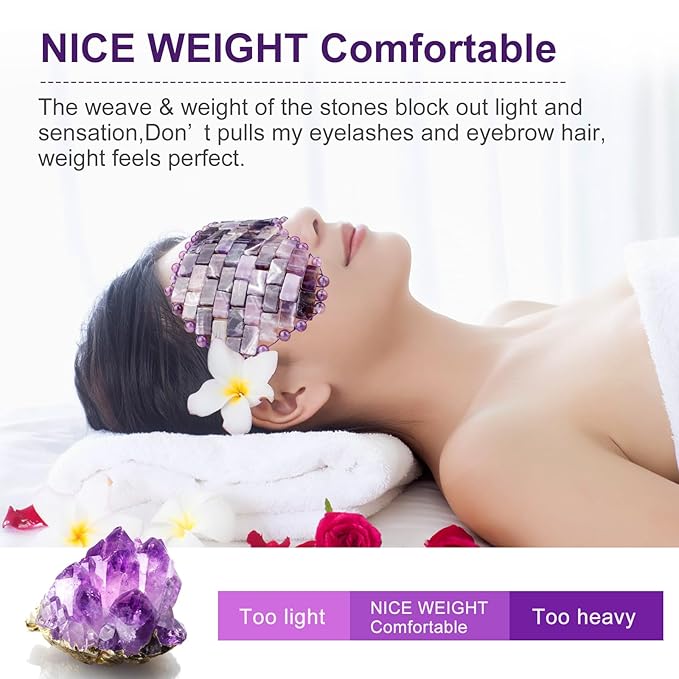 gemshan Rose Quartz Eye Mask & Amethyst Eye Mask Eliminate Wrinkles Puffiness Headache and Migraine Relief Mask