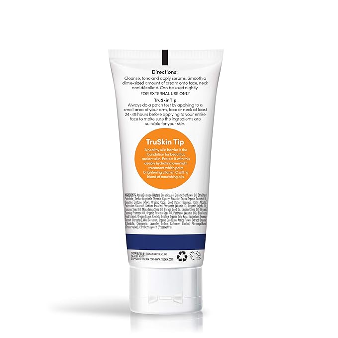 TruSkin Vitamin C Night Cream – Skin’s Natural Collagen Supporting Blend with Cocoa Butter, Vitamin B5, Botanical Essential Oils – Brightening and Hydrating Face & Neck, Firmer-Feeling Skin, 2 fl oz
