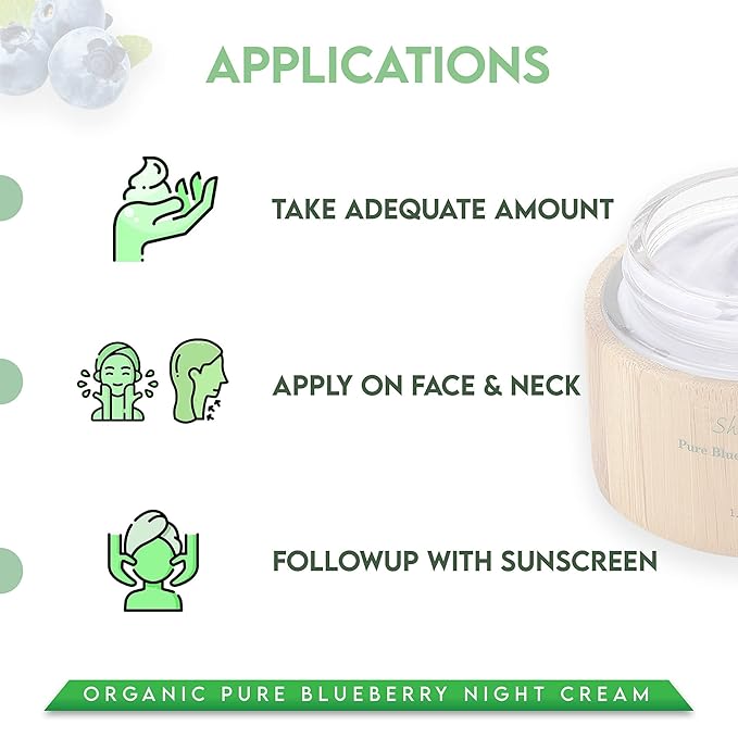 Shir Organic Blueberry Night Cream for Nourished, Wrinkle-Free, Radiant Skin. Moisturizer Face Cream with Anti-Aging Formula keeps Skin Hydrated, Facial Skin Care Product 50ml (Pack of 2)