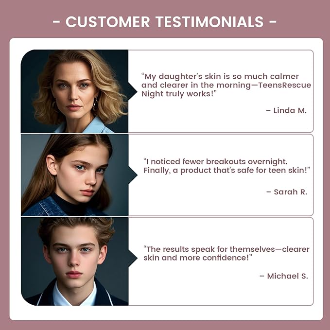 TeensRescue Night Acne Treatment Cream with Salicylic Acid, Lactic Acid, Vitamin E, Overnight Skin Repair