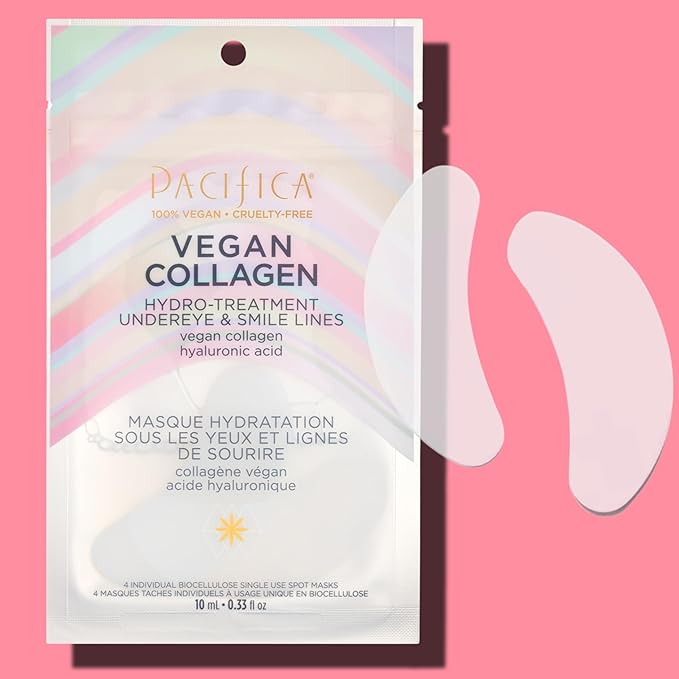 Pacifica Undereye & Smile Mask Set – Vegan Collagen Hydro Treatment with Hyaluronic Acid, Hydrating for Dark Circles, Dry & Combination Skin, Vegan & Cruelty-Free, 2 Pieces