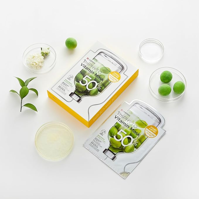 I'MPHYTO Leaders Facial Mask 10 Sheet Vitamin Vegan Mask | Vitality Skin Care | Plant-Based Ingredient from Kakadu Plum Extract | Enriched with Vitamin B1, B2 & C | Natural Cellulose Sheet
