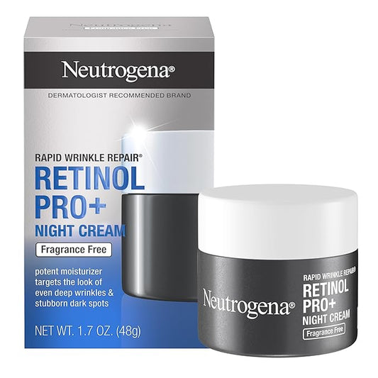 NEUTROGENA Rapid Wrinkle Repair Retinol Pro+ Night Cream Face Moisturizer, Anti-Aging Face Cream, 1.7 oz + Trial Size Hydro Boost Facial Cleanser, 0.5 fl. oz