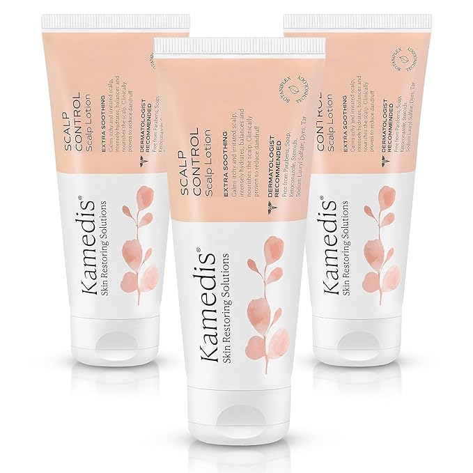 KAMEDIS Moisturizer Leave-On Botanical Scalp Lotion. For Dandruff, Dry, Itchy, Flaky and Sensitive Scalp Skin. Over-Night Head Mask, Parabens Free. 3.38 Fl Oz. (Scalp Lotion (3pk))