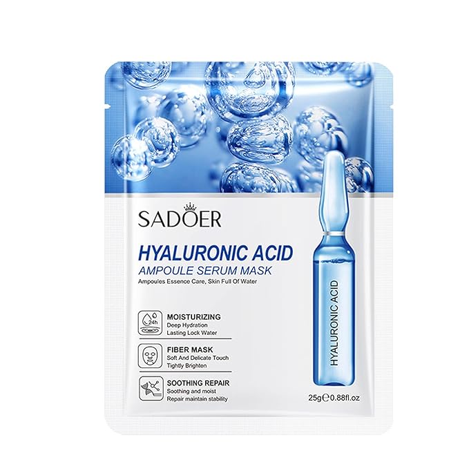 10pcs Hyaluronic Acid Hydrating Facial Mask Sheet Face Mask for Women Deep Moisturizing Skincare Facial Sheet Pack for All Skin(Blue)