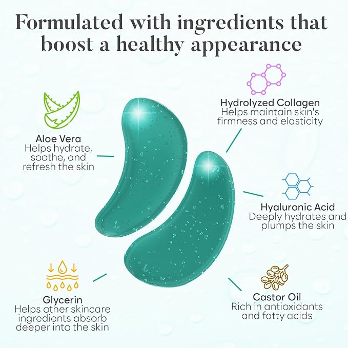 Aloe Vera Under Eye Patches (30 PAIRS), For Puffy Eyes and Dark Circles, Under Eye Mask with Hyaluronic Acid & Hydrolyzed Collagen, Deeply Hydrating Formula, Patch Yeux