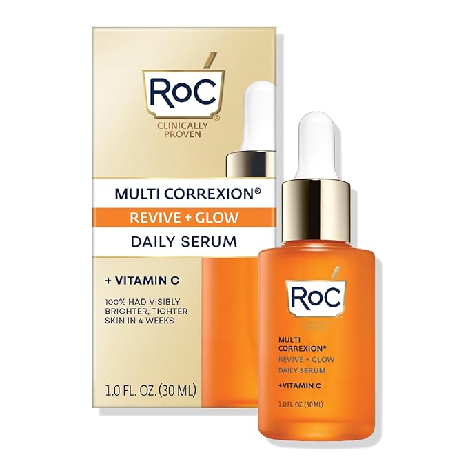 RoC Multi Correxion Revive + Glow 10% Active Vitamin C Serum for Face, Daily Anti-Aging Wrinkle and Skin Tone Skin Care Treatment, Brightening Serum, 1 Fluid Ounce