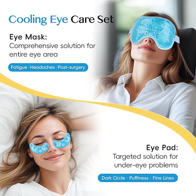 NEWGO Bundle of Cooling Eye Mask Gel and Small Ice Packs
