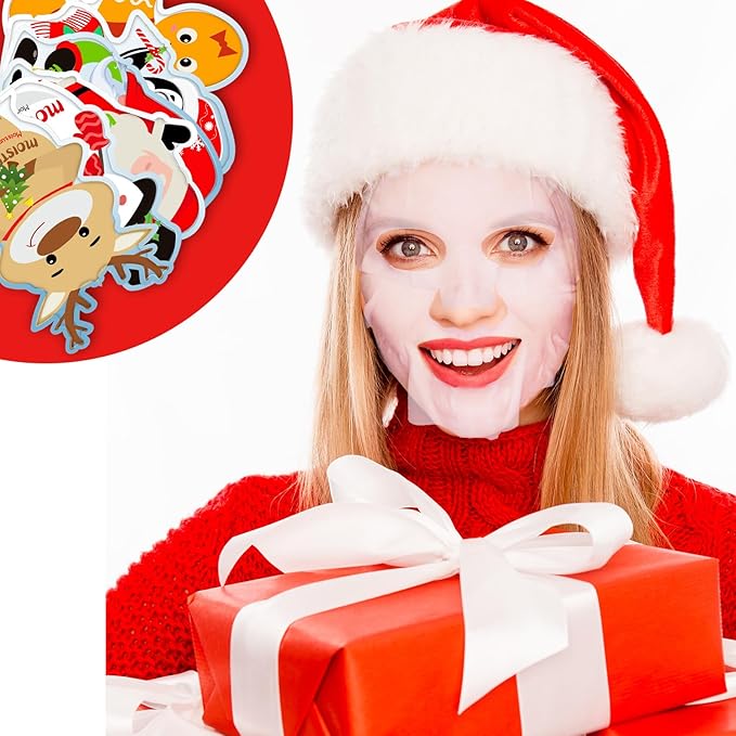 Timgle 12 Pcs Christmas Stocking Stuffers Bulk Facial Masks Skincare Face Sheet Masks Holiday Gifts for Women, Fragrance Hydrating Face Mask Spa Gifts Bulk for Coworker Adults Stocking Stuffer