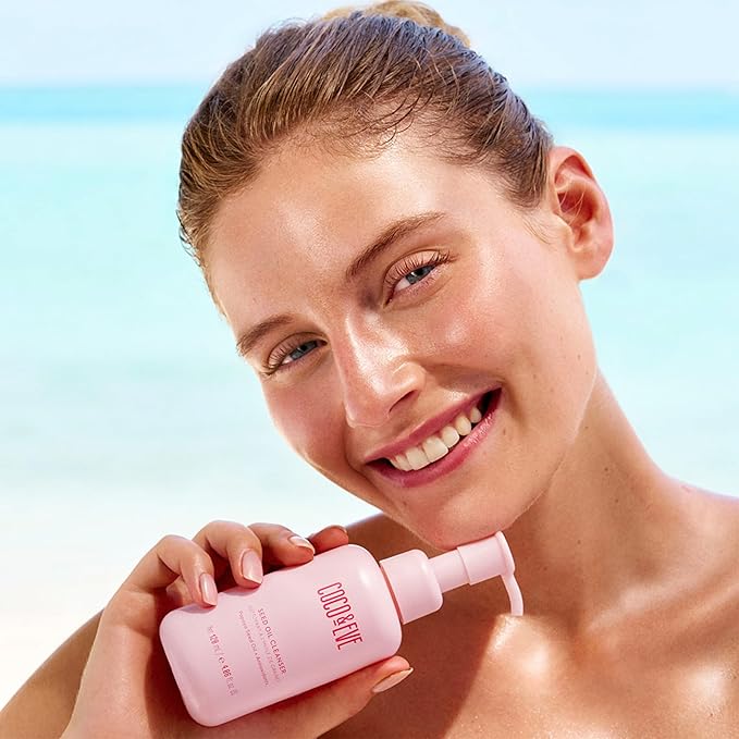Coco & Eve Seed Oil Cleanser. Gentle Makeup Remover, Cleansing Oil to Dissolve SPF, Impurities. Antioxidants, Vitamin E for Glowy Skin (4.06 fl oz)