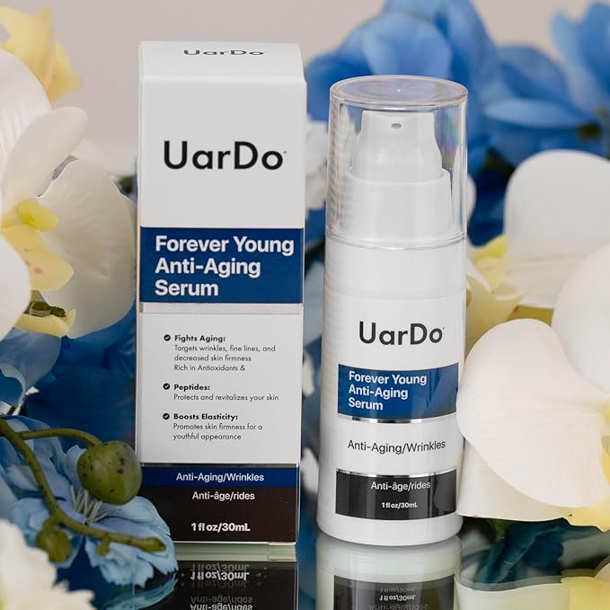 Uardo Forever Young Anti-Aging Serum 1 Fl Oz / 30 ml - usn103 | For Wrinkles, Fine Lines | Increases Skin Firmness | With Antioxidants & Peptides | For Women and Men