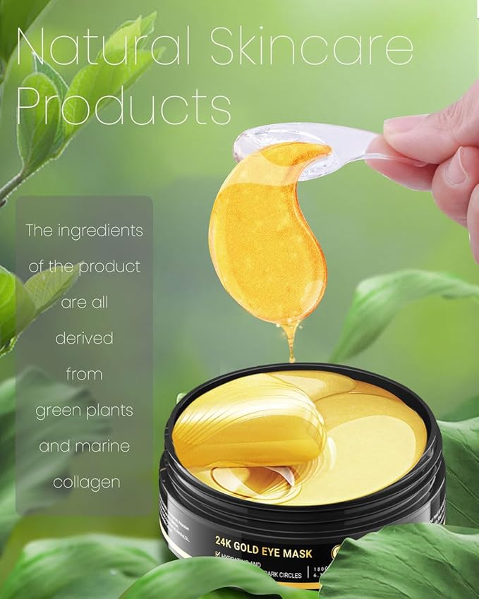 120 Pcs 24K Gold Eye Patches,Collagen Under Eye Mask for Puffy Eyes & Dark Circles, Combat Fine Lines and Wrinkles,Non-Irritating Under Eye Patches